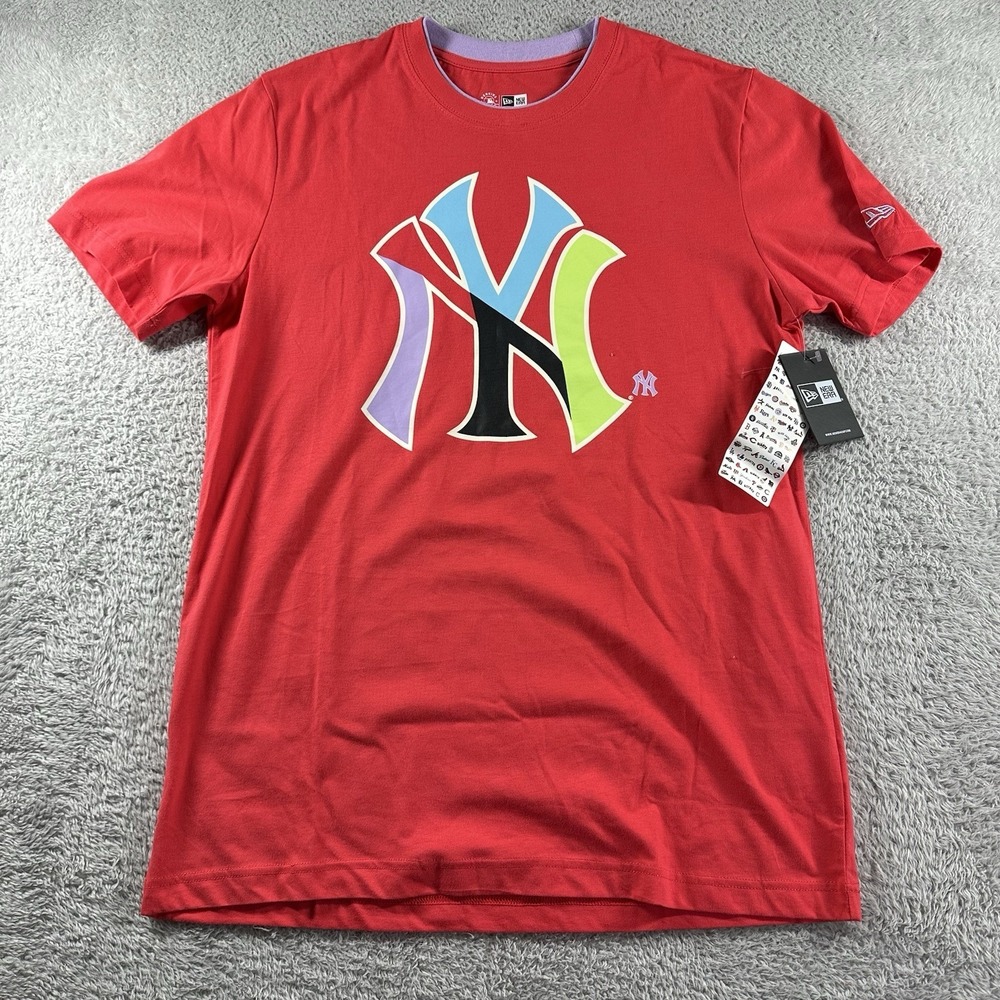 NY Yankees Retro 1996 Shirt Large Pink Red Colorful Double Sided New Era‎ NWT